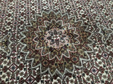 Indian Rug Hand Knotted Oriental Rug Fine Mahi Tabriz Oriental Round Rug With Silk 6'1X6'1