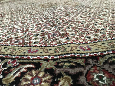 Indian Rug Hand Knotted Oriental Rug Fine Mahi Tabriz Oriental Round Rug With Silk 6'1X6'1