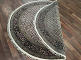 Indian Rug Hand Knotted Oriental Rug Fine Mahi Tabriz Oriental Round Rug With Silk 6'1X6'1