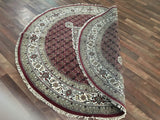 Indian Rug Hand Knotted Oriental Rug Fine Mahi Tabriz Oriental Round Rug With Silk 6'2x6'2