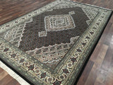Indian Rug Hand Knotted Oriental Rug Fine Mahi Tabriz Oriental Rug With Silk 6'2X9'4