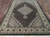 Indian Rug Hand Knotted Oriental Rug Fine Mahi Tabriz Oriental Rug With Silk 6'2X9'4