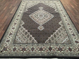 Indian Rug Hand Knotted Oriental Rug Fine Mahi Tabriz Oriental Rug With Silk 6'2X9'4