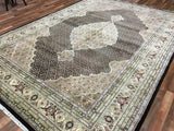 Indian Rug Hand Knotted Oriental Rug Fine Mahi Tabriz Oriental Rug With Silk 8'2X11'3
