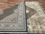 Indian Rug Hand Knotted Oriental Rug Fine Mahi Tabriz Oriental Rug With Silk 8'2X11'3