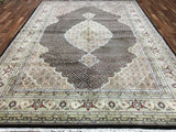 Indian Rug Hand Knotted Oriental Rug Fine Mahi Tabriz Oriental Rug With Silk 8'2X11'3