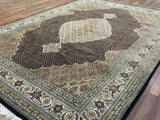 Indian Rug Hand Knotted Oriental Rug Fine Mahi Tabriz Oriental Rug With Silk 8'3x11'6