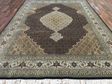 Indian Rug Hand Knotted Oriental Rug Fine Mahi Tabriz Oriental Rug With Silk 8'3x11'6