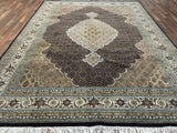 Indian Rug Hand Knotted Oriental Rug Fine Mahi Tabriz Oriental Rug With Silk 8'3x11'6