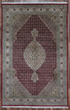 Indian Rug Hand Knotted Oriental Rug Fine Mahi Tabriz Rug With Silk 6'6X10'