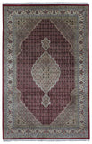 Indian Rug Hand Knotted Oriental Rug Fine Mahi Tabriz Rug With Silk 6'6X10'