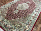 Indian Rug Hand Knotted Oriental Rug Fine Mahi Tabriz Rug With Silk 6'6X10'