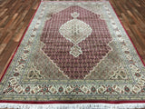 Indian Rug Hand Knotted Oriental Rug Fine Mahi Tabriz Rug With Silk 6'6X10'