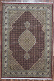 Indian Rug Hand Knotted Oriental Rug Fine Mahi Tabriz Rug With Silk 6'7X9'9