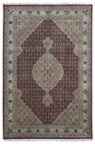 Indian Rug Hand Knotted Oriental Rug Fine Mahi Tabriz Rug With Silk 6'7X9'9