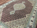 Indian Rug Hand Knotted Oriental Rug Fine Mahi Tabriz Rug With Silk 6'7X9'9