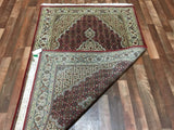 Indian Rug Hand Knotted Oriental Rug Fine Mahi Tabriz With Silk Flowers Oriental Rug 4' x 6'2