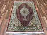 Indian Rug Hand Knotted Oriental Rug Fine Mahi Tabriz With Silk Flowers Oriental Rug 4' x 6'2