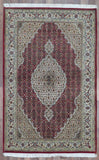 Indian Rug Hand Knotted Oriental Rug Fine Mahi Tabriz With Silk Flowers Oriental Rug 4' x 6'2