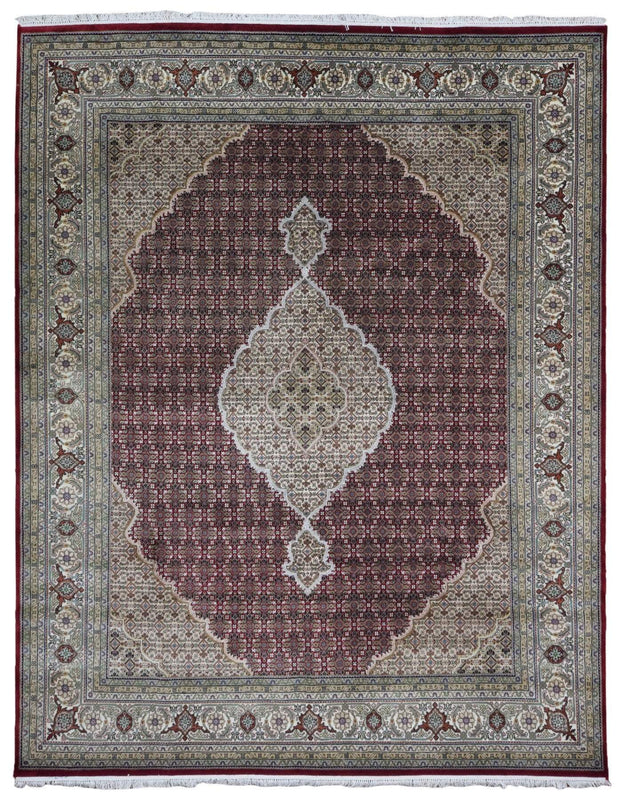 Indian Rug Hand Knotted Oriental Rug Fine Mahi Tabriz With Silk Flowers Oriental Rug 8'X10'