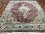 Indian Rug Hand Knotted Oriental Rug Fine Mahi Tabriz With Silk Flowers Oriental Rug 8'X10'