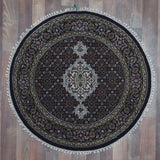 Indian Rug Hand Knotted Oriental Rug Fine Mahi Tabriz With Silk Oriental Rug 3'X3'