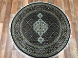 Indian Rug Hand Knotted Oriental Rug Fine Mahi Tabriz With Silk Oriental Rug 3'X3'