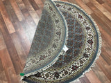 Indian Rug Hand Knotted Oriental Rug Fine Mahi Tabriz with Silk Oriental Rug 4' x 4'