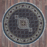 Indian Rug Hand Knotted Oriental Rug Fine Mahi Tabriz with Silk Oriental Rug 4' x 4'