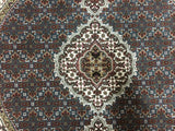 Indian Rug Hand Knotted Oriental Rug Fine Mahi Tabriz with Silk Oriental Rug 4' x 4'