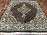 Indian Rug Hand Knotted Oriental Rug Fine Mahi Tabriz With Silk Oriental Rug 6'7 x 8'4