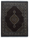 Indian Rug Hand Knotted Oriental Rug Fine Mahi Tabriz With Silk Oriental Rug 6'7 x 8'4