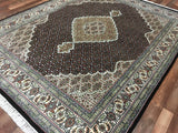 Indian Rug Hand Knotted Oriental Rug Fine Mahi Tabriz With Silk Oriental Rug 6'7 x 8'4