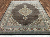 Indian Rug Hand Knotted Oriental Rug Fine Mahi Tabriz With Silk Oriental Rug 6'7 x 8'4