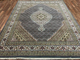 Indian Rug Hand Knotted Oriental Rug Fine Mahi Tabriz With Silk Oriental Rug 7'10X10'2