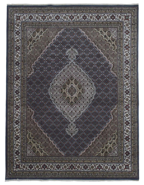 Indian Rug Hand Knotted Oriental Rug Fine Mahi Tabriz With Silk Oriental Rug 7'10X10'2