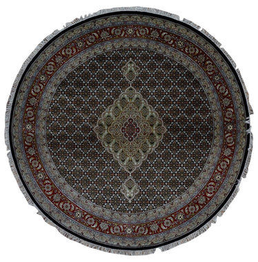 Indian Rug Hand Knotted Oriental Rug Fine Mahi Tabriz With Silk Oriental Rug 8'1X8'1