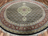 Indian Rug Hand Knotted Oriental Rug Fine Mahi Tabriz With Silk Oriental Rug 8'1X8'1