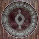 Indian Rug Hand Knotted Oriental Rug Fine Mahi Tabriz with Silk Oriental Rug 8'2x8'2