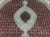 Indian Rug Hand Knotted Oriental Rug Fine Mahi Tabriz with Silk Oriental Rug 8'2x8'2