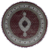 Indian Rug Hand Knotted Oriental Rug Fine Mahi Tabriz with Silk Oriental Rug 8'2x8'2