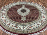 Indian Rug Hand Knotted Oriental Rug Fine Mahi Tabriz with Silk Oriental Rug 8'2x8'2