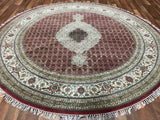Indian Rug Hand Knotted Oriental Rug Fine Mahi Tabriz with Silk Oriental Rug 8'2x8'2