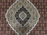 Indian Rug Hand Knotted Oriental Rug Fine Mahi Tabriz With Silk Oriental Rug 8'x10'1