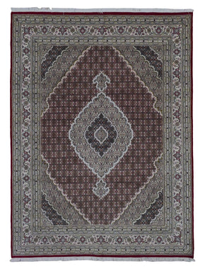 Indian Rug Hand Knotted Oriental Rug Fine Mahi Tabriz With Silk Oriental Rug 8'x10'1
