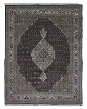 Indian Rug Hand Knotted Oriental Rug Fine Mahi Tabriz With Silk Oriental Rug 8'X9'10