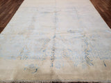 Indian Rug Hand Knotted Oriental Rug Fine Modern Kashan with Blue Silk Area Rug 8'x9'10