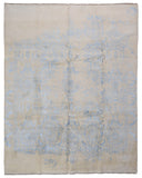 Indian Rug Hand Knotted Oriental Rug Fine Modern Kashan with Blue Silk Area Rug 8'x9'10