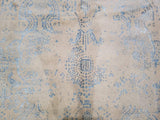 Indian Rug Hand Knotted Oriental Rug Fine Modern Kashan with Blue Silk Area Rug 8'x9'10