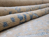 Indian Rug Hand Knotted Oriental Rug Fine Modern Kashan with Blue Silk Area Rug 8'x9'10